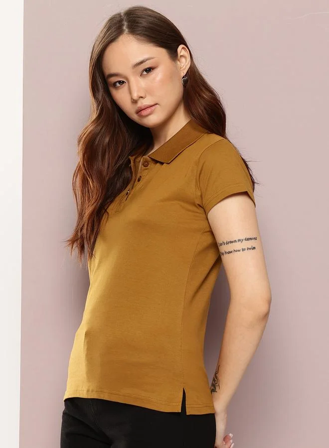 ديلينجر تيشيرت سادة بياقة بولو وقصة عادية